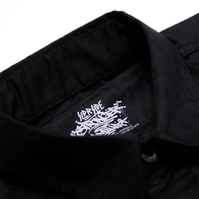 Soldierside Familia Workshirt "TheCREW" Hitam Bordir Putih-Hitam WS197 Kancing Simple kemeja pria  skena 6