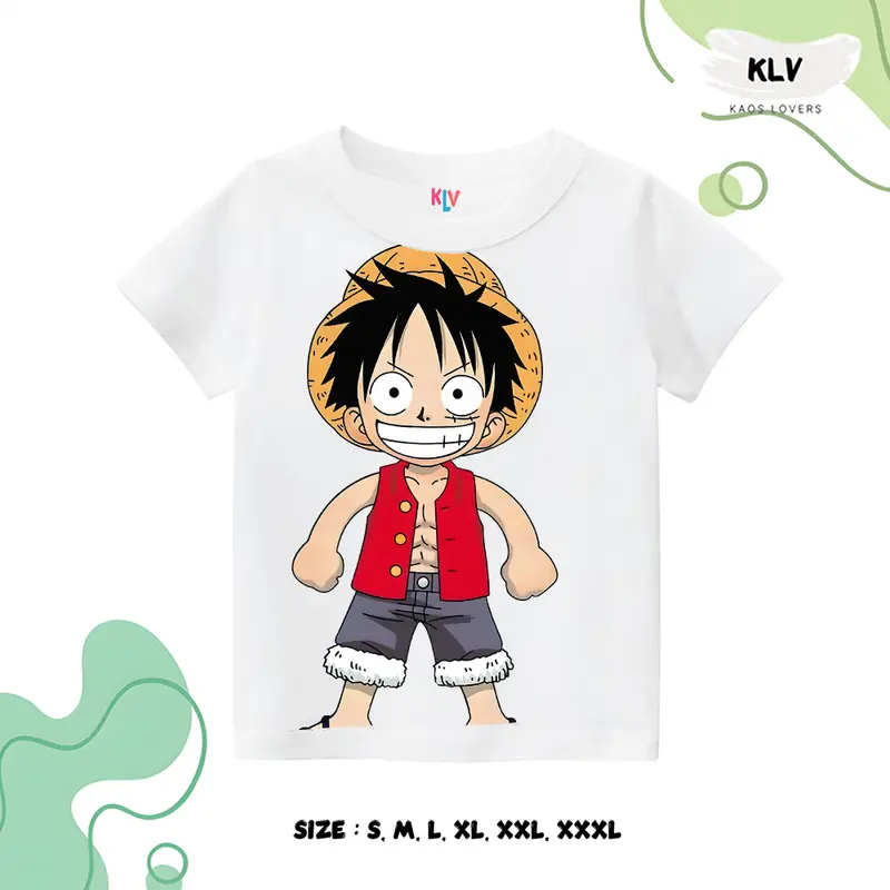 Kaos Anak Unisex Gambar Luffy Grin Distro 30s Sablon 7