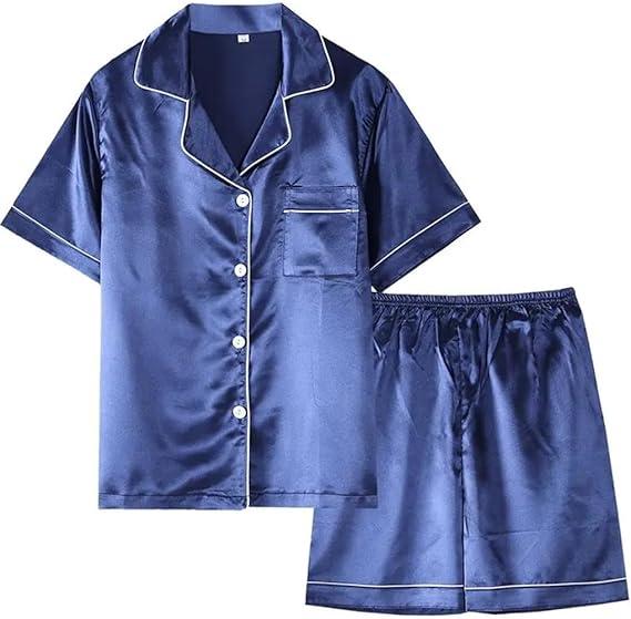 Product Introduction of Top M-4XL Korean Pajama Silk Plain Pajamas For Unisex Homewear Lapel Suit Sleepwear Lounge Wear With Shorts Men and Women（1 Set） Loungewear Pants（COD）Sleeve Womenswear Lingerie Pjs Trouser Basic Minimalist 28