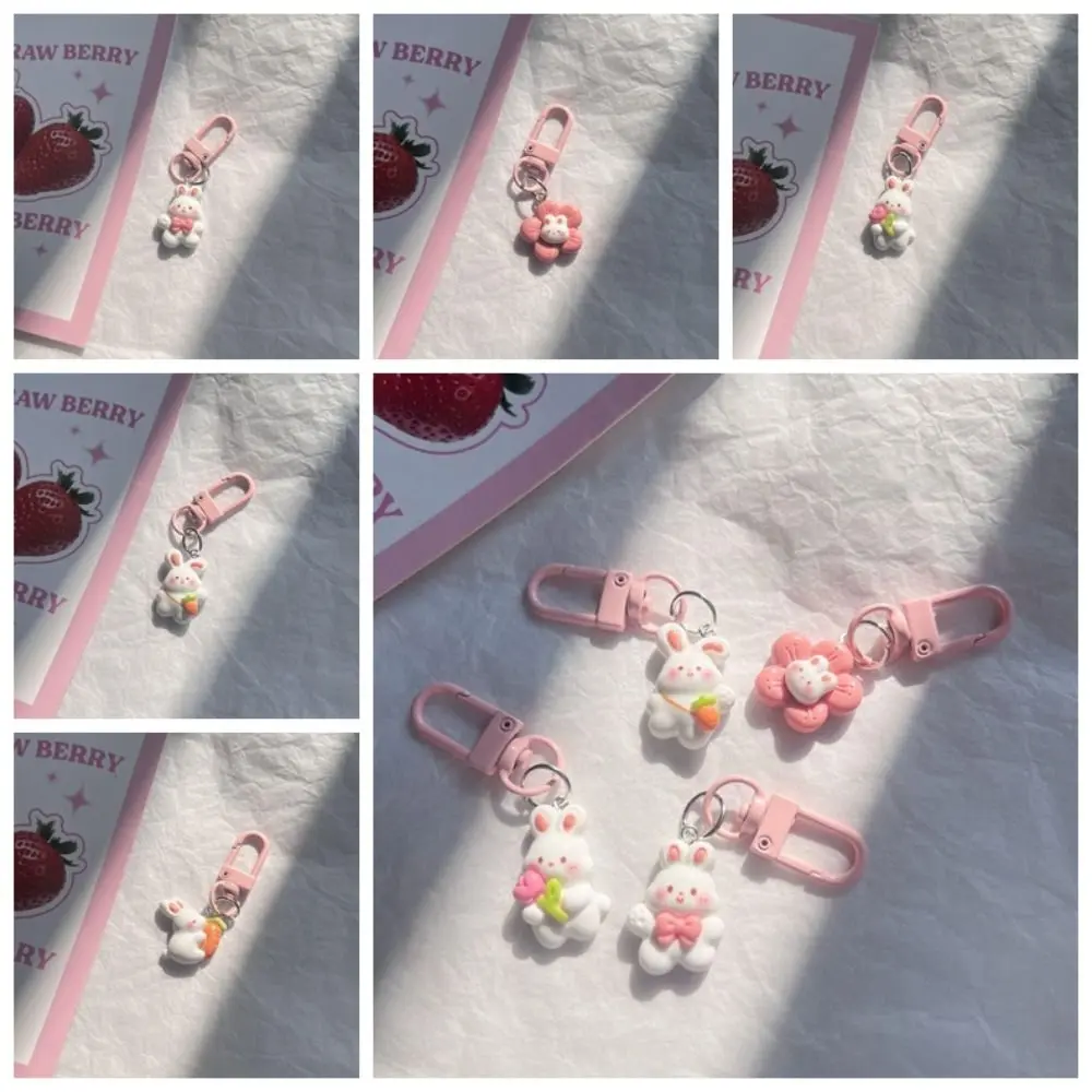Key Holder Bunny Carrots Bunny Carrots Keychain Resin Tulip Resin Rabbit Carrots Pendant Trend Ornament Cartoon Rabbit Tulip Keyring Friendship Gift