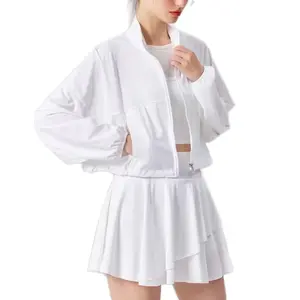 Jaket wanita olahraga crop batwing padel gym tennis olahraga bahan dry fit