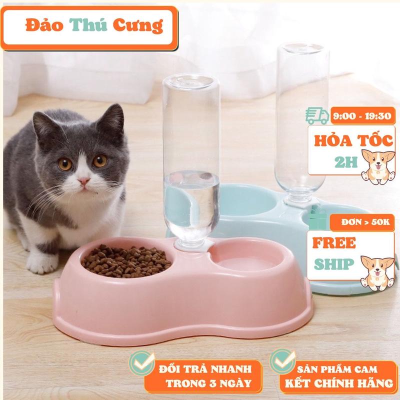 Bát nhựa đôi - Ăn, Uống tự động cấp nước cho chó mèo, thú cưng 1
