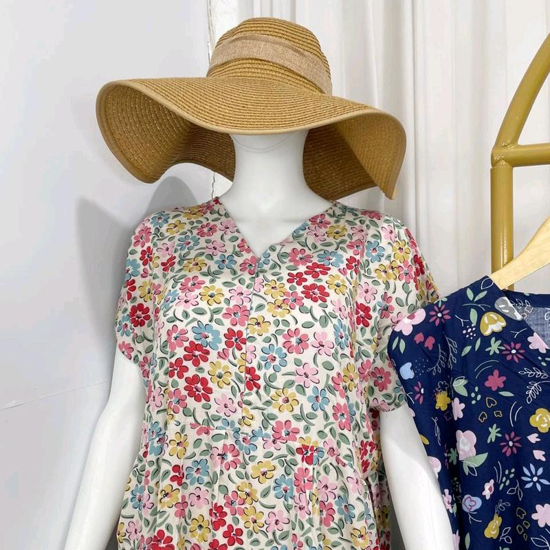 Dress RUFFEL Daster Bahan Rayon Premium Grade A FULL OBRAS DOBEL JAHITAN  Tangan Pertama Konveksi Sendiri 7