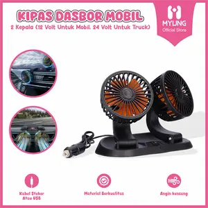 MYUNG Kipas Angin Mobil Multifungsi 360 Derajat Kipas Angin Mobil Car Fan 5 12 24 Volt / Kipas Dasbor 2 kepala dingin AC Truk Mobil