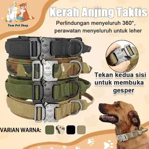 Collar Anjing Dengan Handle Anjing Besar Medium Bisa Diatur Buckle Leher Nylon/Kalung Anjing Besar Kecil Kuat Rompi Harness Tuntun Militer Dog Collar