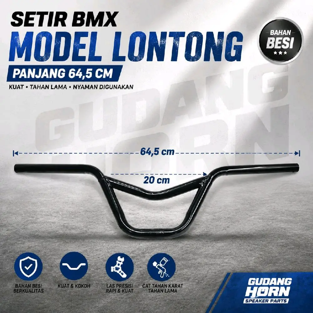 Setir BMX Model Lontong 3jari M Bahan Besi Tebal 64,5 cm High Kualitas Kuat Tahan Lama