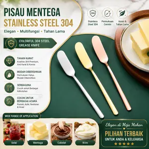 【Blissi】Pisau Mentega Stainless Steel, Pisau Dekorasi Restoran Hotel, Pisau Selai Krim