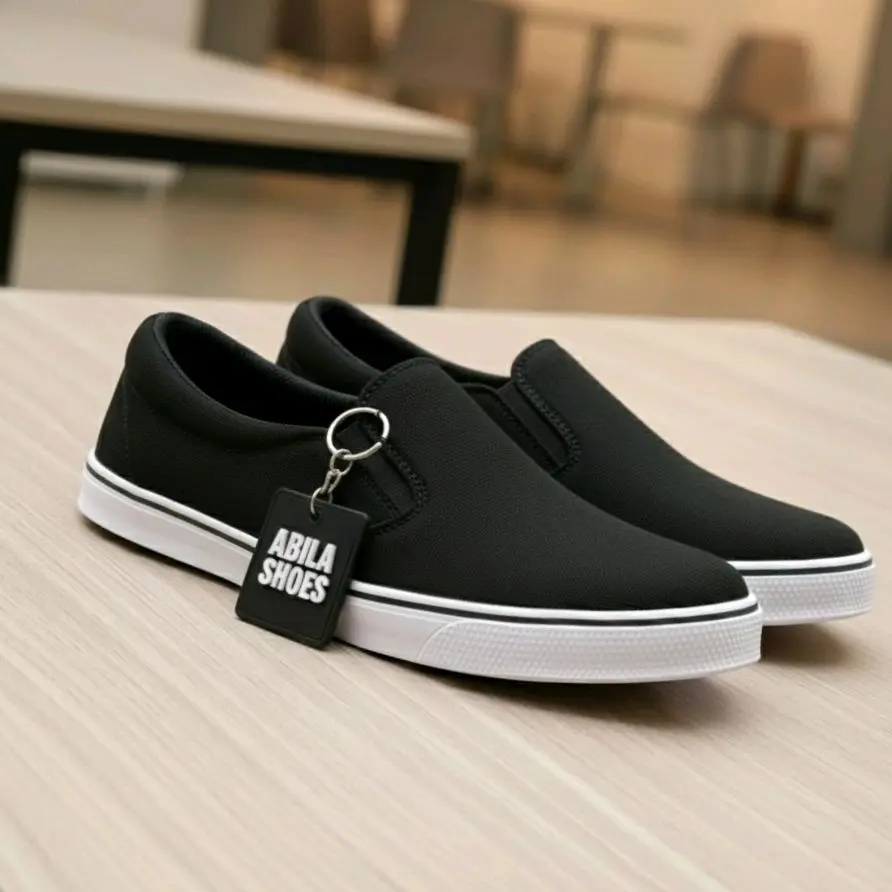 Sepatu Slip On Pria Size 39-44 Bahan Kanvas Premium Sol Karet Antislip Slop Kasual Terlaris Fashion Outfit Viral Model Terbaru