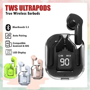 Earphone Wireless Bluetooth Ultrapods 5.3 Headset HiFi HD LED Display