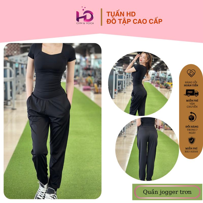 Quần Jogger Trơn Nữ Kiểu Dáng Ống Rộng Chất Liệu Thun PoLy Co Giãn 4 Chiều Tập Gym, Chạy Bộ , Aerobic