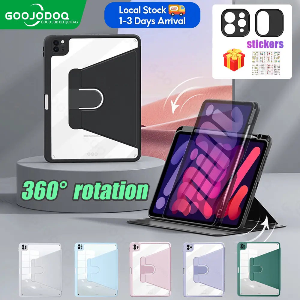 GOOJODOQ iPad Casing with Charging Pen Slot | Clear Back Cover Case Lens Protector 10.9inch for Air4 Air5 | 11inch for Pro11 | 10.2inch for gen 7th 8th 9th | 10.5inch for Air3