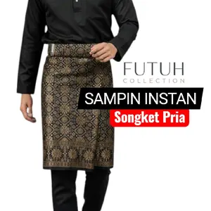 HANYA RUMPAK SAJA, SARUNG SONGKET, SAMPIN PRIA SAJA, BISA PILIH TALI LILIT ATAU PEREKAT