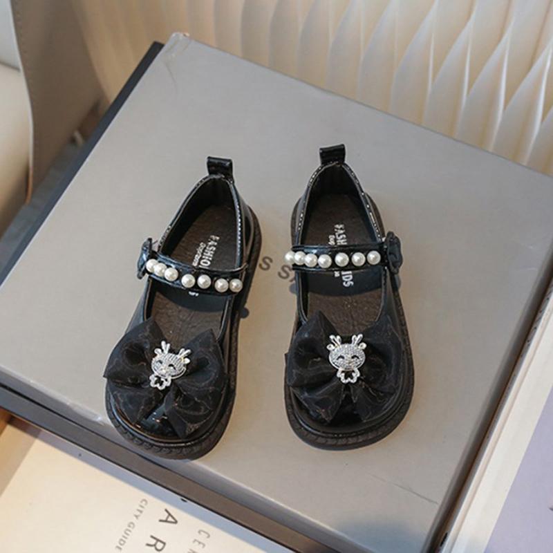 Product Introduction of Summer Versatile Children Leather Shoes for Girls Bow Tie Decor Solid Kids Flats PU Leather Durable Toddler Shoes 3-6Y 14