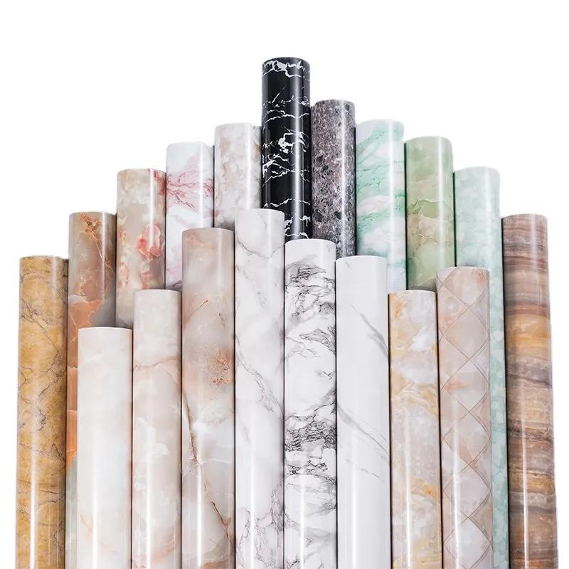 Stiker Wallpaper Karpet Lantai Ada Seratnya PVC Sheet Glossy Motif Marmer Marble dan Kayu 0