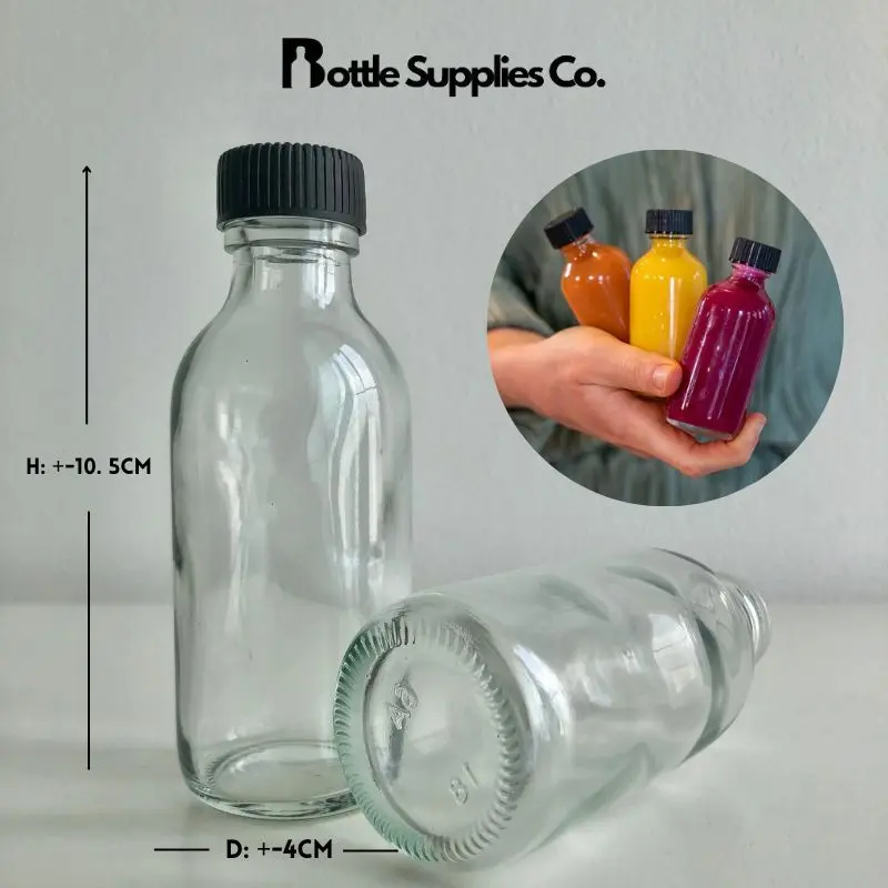 60ml Clear Glass Bottle Round Bottom with Cap & Insert / Mini Sampling Glass | Botol Kaca 60ml (C:190)