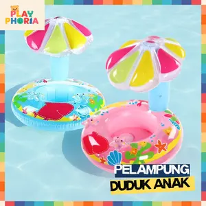 Playphoria Pelampung Ban Renang Anak Bayi Duduk Model Jamur Lucu Pelampung Payung Kanopi Swim Ring Float Safety Baby Boat Swim Mushroom Air Outdoor