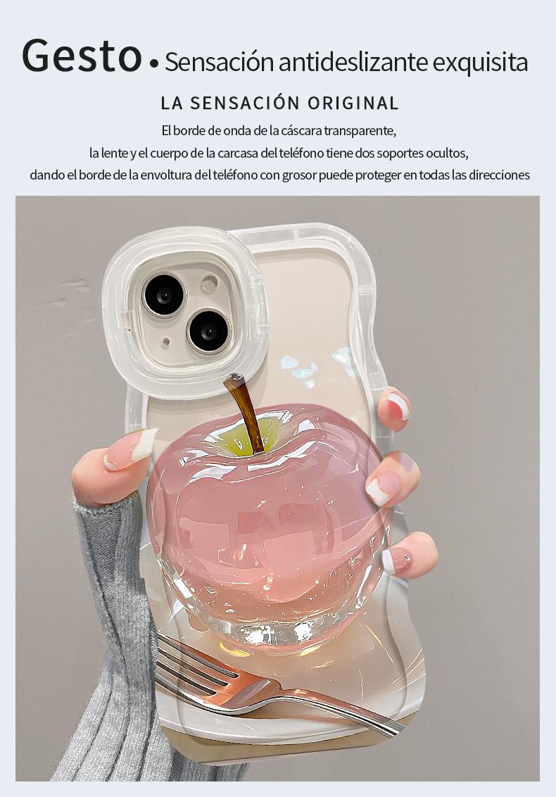 Case HP khusus untuk iPhone/OPPO/VIVO/Xiaomi/Redmi/Samsung/Infinix/Realme，Casing HP Gaya Manis & Cool Tema Apel Kristal Dengan Penyangga Ganda，|Stylish untuk Wanita