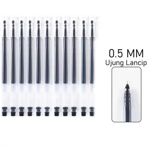 Pulpen Gel Serbaguna 0.5 MM Ujung Lancip Tinta Hitam untuk Tulisan Jelas dan Rapi