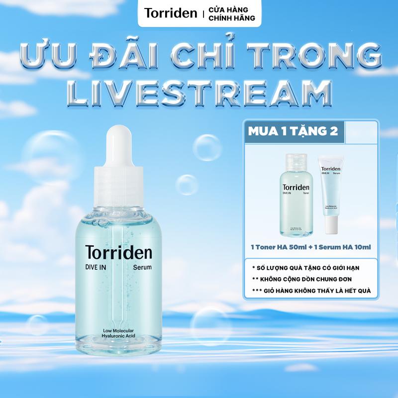 [Tun Phạm] Serum Hyaluronic Acid Torriden Dive In 50ml Hỗ Trợ Dưỡng Ẩm Sâu Phục Hồi Da