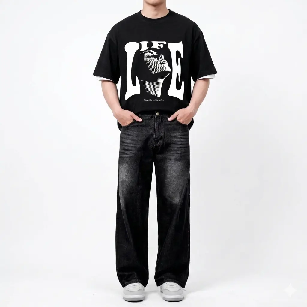 Jeans Skena Set Koas Life Setelan Koas Life Dan Jeans Gombrang Skena Bahan Jeans 12os Tebal Berkualitas Nyaman Dipakai
