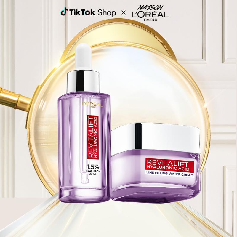   VB  Bộ chăm sóc dưỡng ẩm Serum và Kem dưỡng siêu cấp ẩm và hỗ trợ giảm nếp nhăn Revitalift HA 1.5% L'Oreal Paris  30ml & 50ml  Skincare Kem Face 