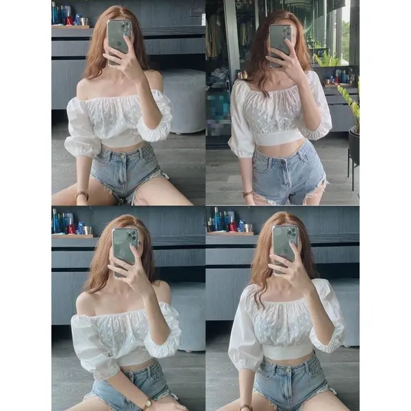NEW atasan bkk top white serian,atasan off shoulder putih korean style ,sabrina ,peplum ,topkaret.deluna off shoulder 1