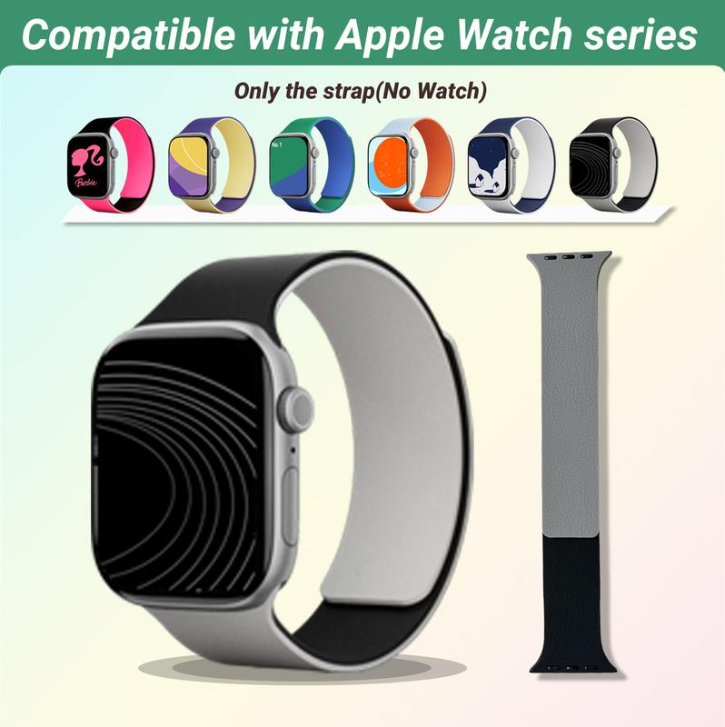 Dây đeo đồng hồ vân quả vải từ tính hai mặt phối màu, tương thích với Apple…