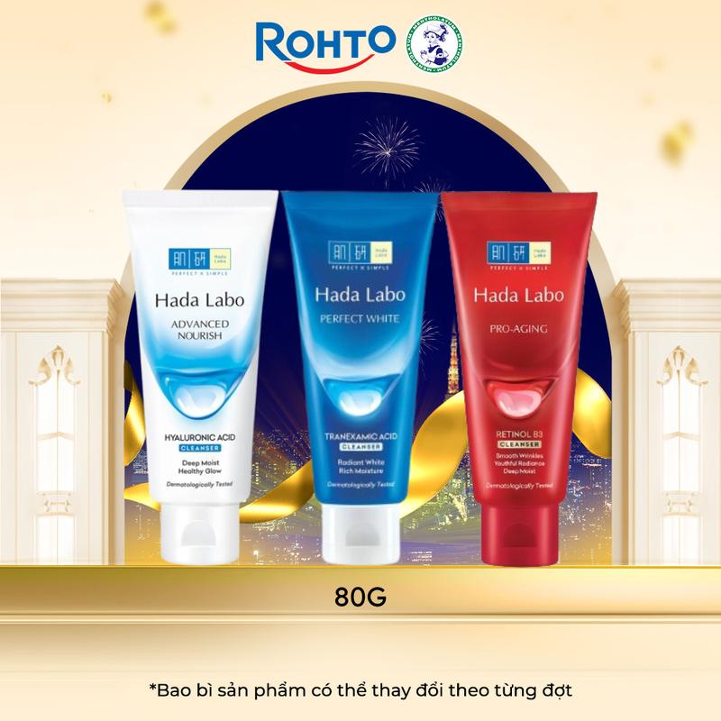 Pre-Order Kem rửa mặt Hada Labo Advanced Nourish Hyaluronic Acid Perfect White Tranexamic Acid Pro-Aging Retinol B3 Acne Care Calming - 80g