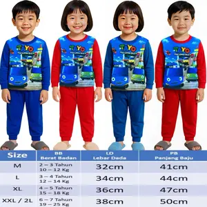 Setelan anak tangan panjang / baju anak laki laki motif mobil / baju piyama anak anak / baju tidur anak laki laki