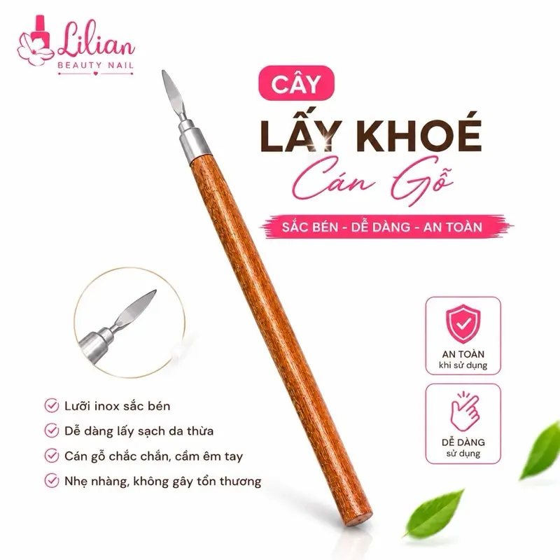 Móc Khóe Tay Chân Cán Gỗ - Lưỡi Inox - Chuyên Dùng Lấy Khóe Móng - Nhỏ Gọn Rất Bén - Giá Rẻ - Dụng Cụ Nail