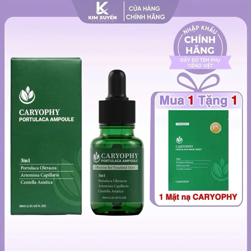 (Tặng 1 Mask Caryophy) Serum Caryophy Portulaca Ampoule 3in1 30ml 0
