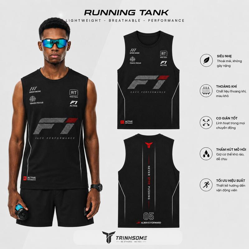 Áo ba lỗ F1 vải AIRSOFT Nam bền bỉ thể thao Chạy Bộ Thoáng Khí Graphic Dot siêu…