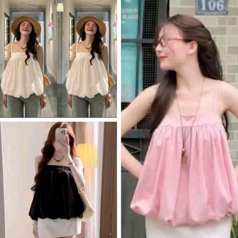 ÁO BABYDOLL 2 dây dáng bí phồng dể thương dể mặc phối được chân váy ngắn quần jean điều được