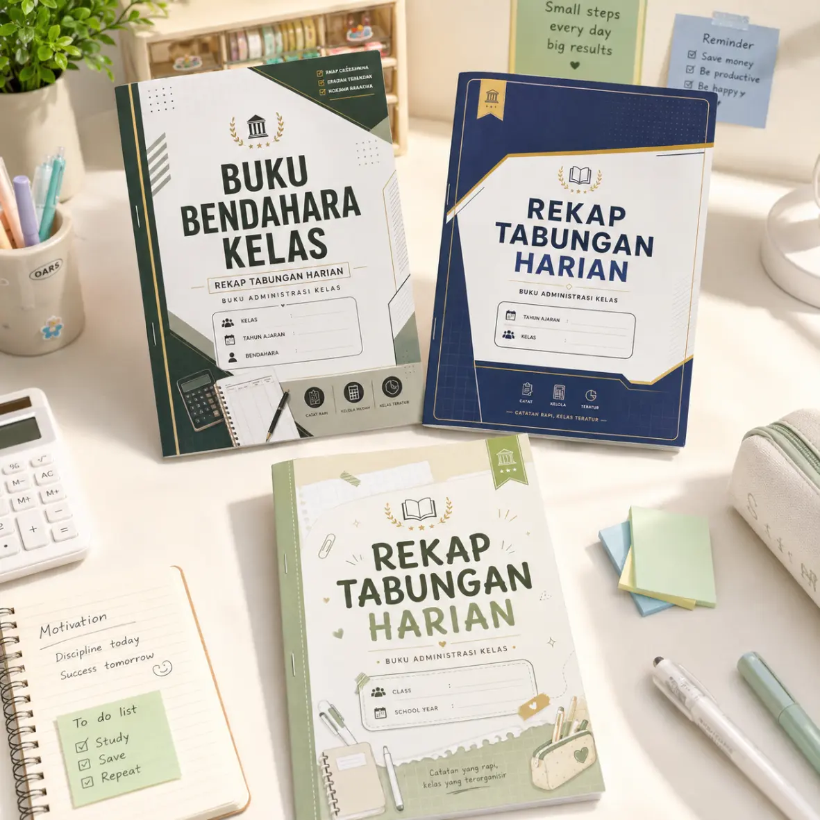 Buku Rekap Tabungan Harian A5 Staples Buku Tabungan Buku Bendahara Kelas Administrasi Kelas Minimalis Modern Aesthetic