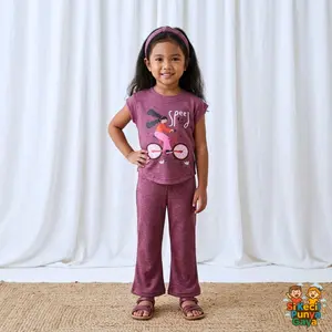 Sikecilpunyagaya Bonita One Set - Setelan Anak Perempuan Lengan Pendek & Celana Pendek Bahan Rib Lembut Motif Kartun Warna Ceria Size M L XL - Fashion