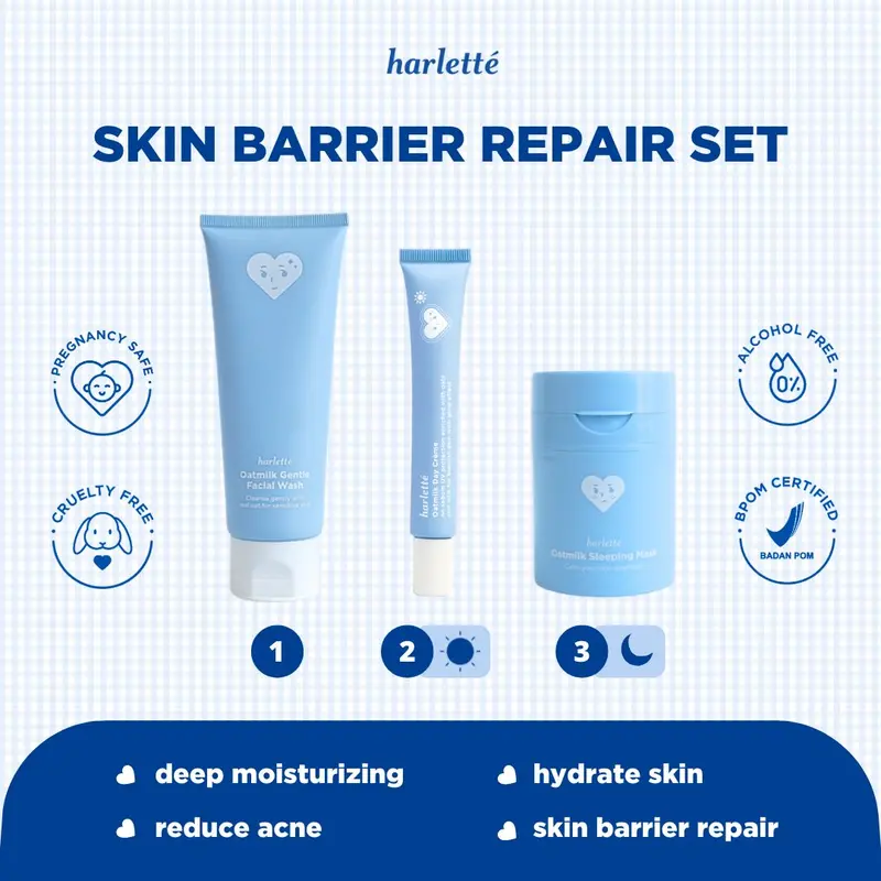 Harlette Oatmilk Bundle | Untuk Kulit Oily, Kombinasi, dan Acne Prone, Mencerahkan, Skincare Wajah, Berjerawat 0