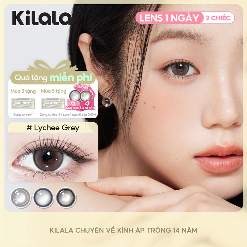2 chiếc Kilala lens daily kính áp tròng 1 ngày Yay Grove Grey DIA 14.2-14.5mm độ cận 0-7 lens xám khói nhẹ nhàng ánh nhìn long lanh tạo cảm giác dịu dàng và tinh tế hợp mọi phong cách