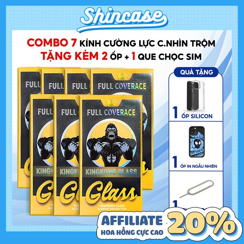 Chống nhìn trộm Combo 7 Tặng 2 Ốp Kính Cường Lực Kingkong Glass chống nhìn trộm có khung viền tự dán có màng bảo vệ loa tặng kèm 1 que chọc sim cho IP từ 6 6s 7 8 Plus X XS XR 11 12 13 14 15 16 17ProMax ốp lưng