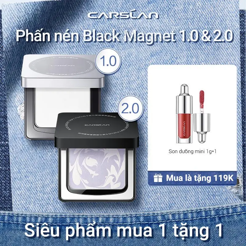 [Livestream]1.0&2.0 Phấn phủ trang điểm Carslan Kiểm soát dầu,Kiềm dầu giữ nền lâu hơn Dặm lai nền không bị vón cục 8g+[Mua 1 Tặng 1]son bóng mini 1g
