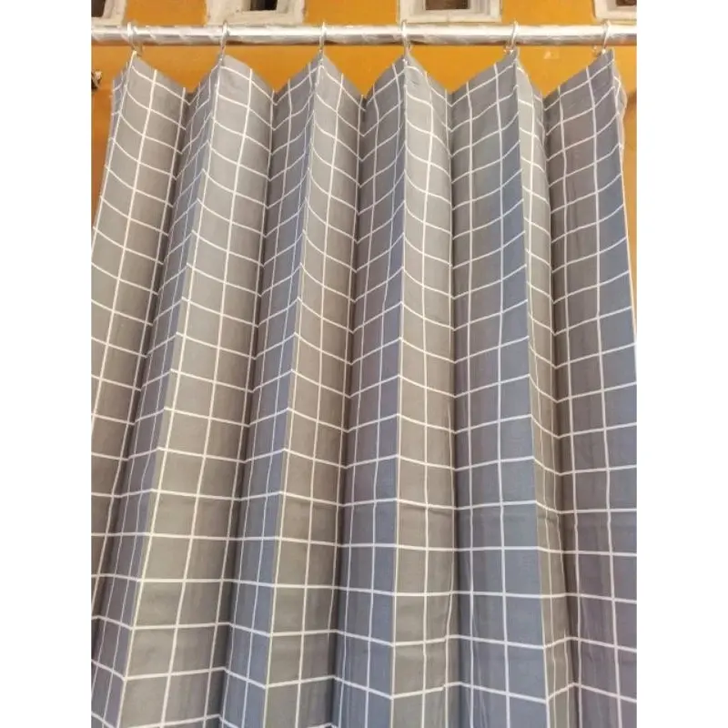 tirai Gorden Plisket Katun Polymicro Terbaru Motif Kotak-Kotak dengan Dekorasi Menarik Dekorasi Pintu Jendela Biru minimalis murah kawat white hordeng plimickro Curtain abu aesthetic 3