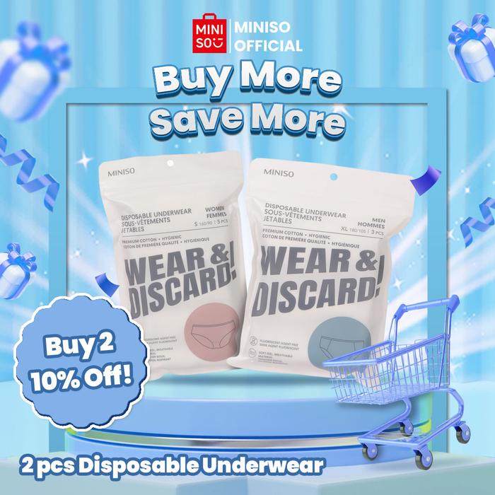 Gambar Miniso Women's Disposable Underwear Pakaian Dalam Wanita Women's Underwear 100% Katun Desain Elastis Individually Packed  5.0  137 penilaian 744 Sold - Perempuan L (5pcs) dari Miniso Lifestyle ID Kab. Karawang Tokopedia