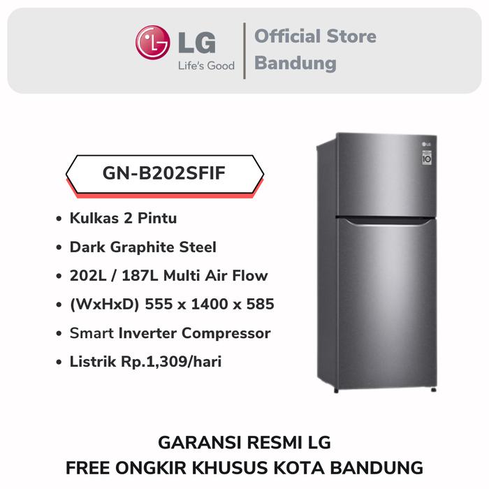 Jual LG Kulkas 2 Pintu Terbaru 202L GN-B202SFIF Dark Graphite Steel ...