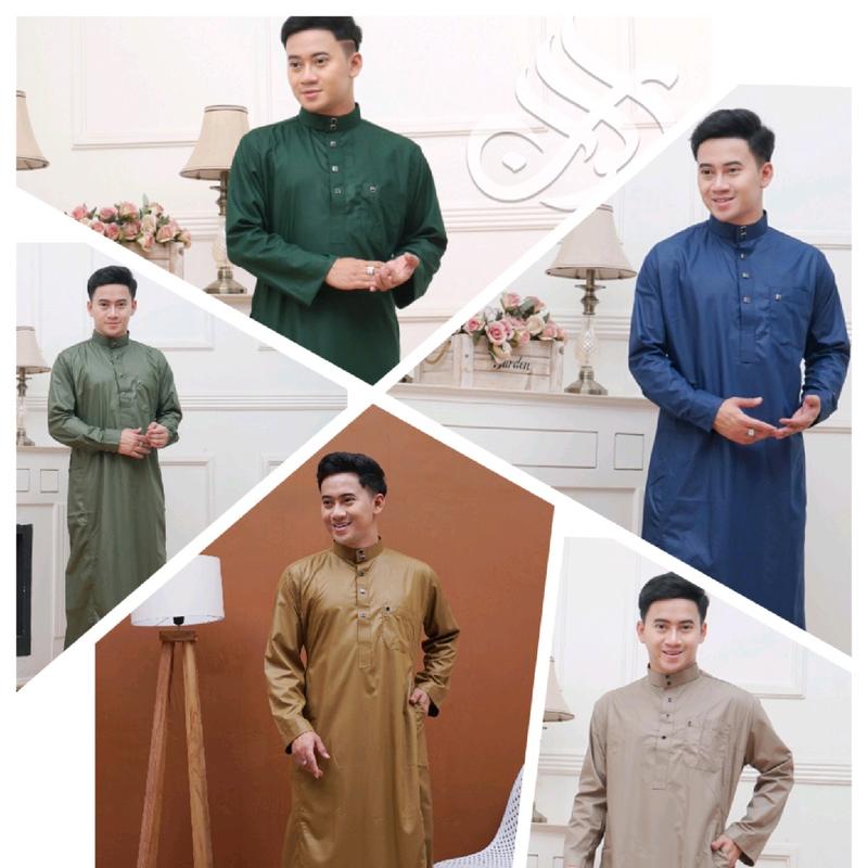 BUSANA MUSLIM GAMIS / JUBAH PRIA JAHITAN SAUDI PUTIH,HITAM, BIRU MUDA, NAVY, TOSCA, HIJAU TUA,KUNYIT, OLIVE, ARMY, MARON, SAGE, ABU TUA, SILVER, COKSU, GAMIS MADINAH, MADAD, JAMAL, THOBA, ADAM, ASTRO SIZE S,M,L,XL 0