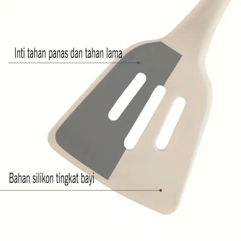 HIGH SELECT Set Peralatan Dapur Silikon Putih Alat Masak Peralatan Dapur Anti Lengket Kayu Kitchenware spatula 4