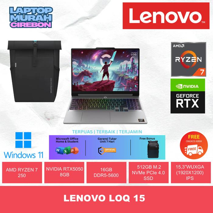 Promo LENOVO LOQ 15[AMD RYZEN 7 250 /RTX5050 8GB/ 16GB /512GB /W11+OHS ...