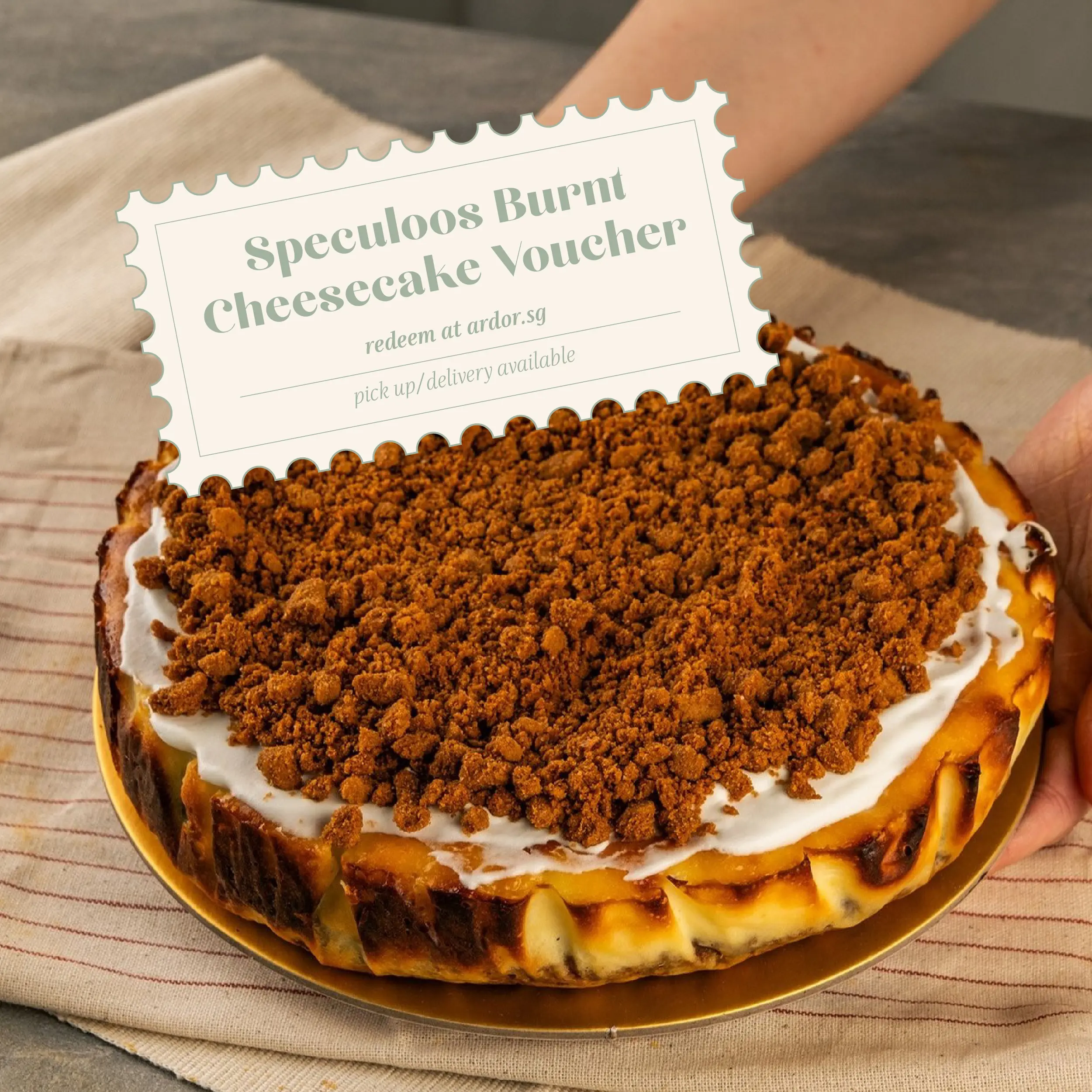 Ardor 8" Speculoos Burnt Cheesecake - Caramelised cheesecake with Crunch of Lotus Speculoos biscuits Dessert