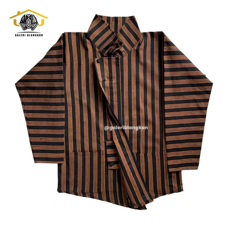 Baju Lurik Pria Anak & Dewasa | Surjan Pakaian Baju Tradisional Adat Jawa | Laki-laki Balita/TK/SD/SMP Parsel Bayi Baju Dalang Anak-Anak Cowok [Bonus Blangkon] 1