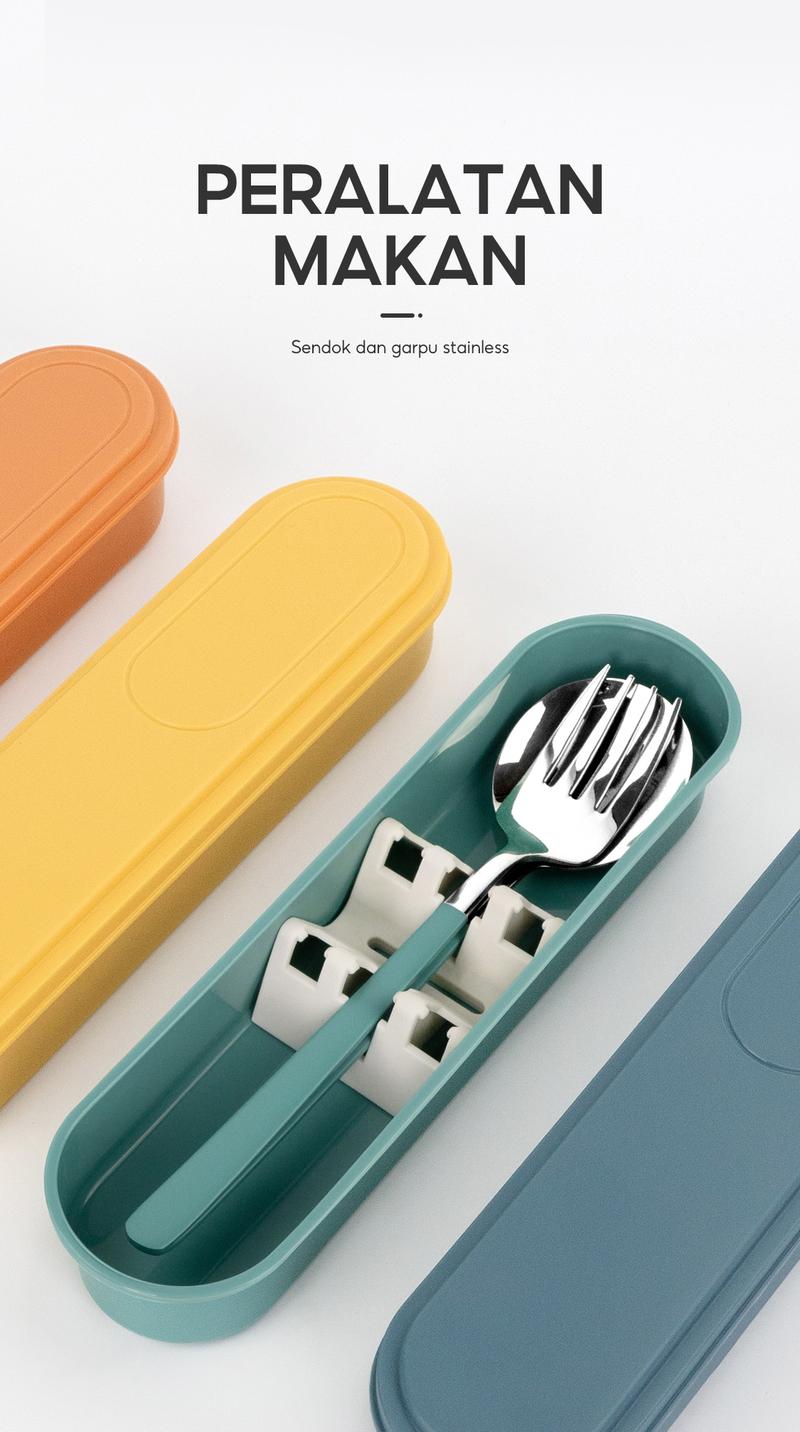 Product Introduction of OHSOME - Alba Sol Cutlery Set / Set Alat Makan / Satu Set Sendok Garpu Orange / Yellow / Green / Blue / Dark Green Kitchenware 5