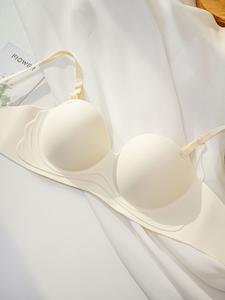 Đồ Lót Không Dấu Vết, Cúp Nửa, Dành Cho Phụ Nữ, Ngực Nhỏ Gathered, Chống Chảy Xệ, Cúp Không Còn Lòng Bàn Tay Áo Ngực Trung Bình Dày, Mới Cho Năm 2025