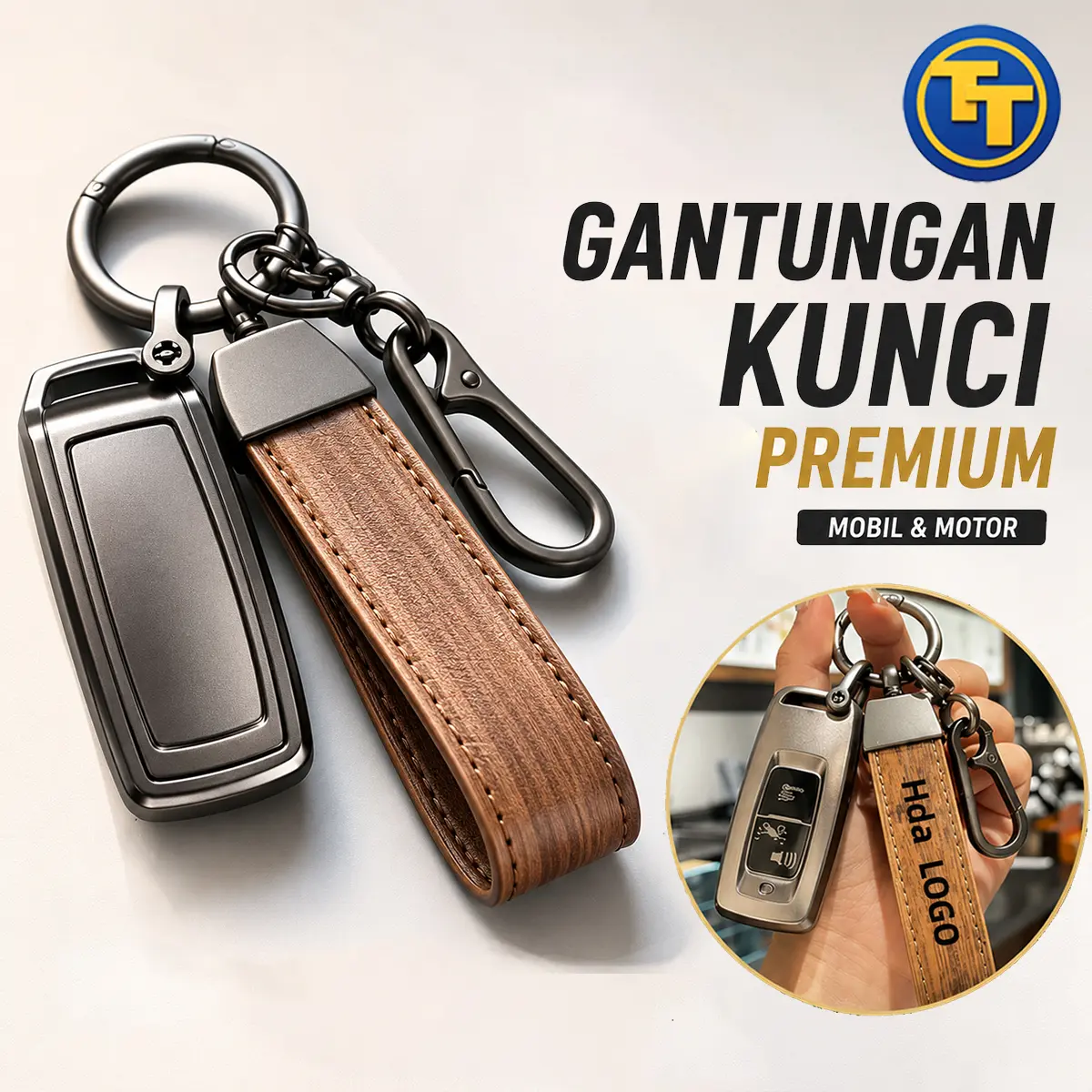 [TesoTeam]Set Gantungan Kunci Motor Mewah/ Penutup kunci sepeda motor /aksesori dekoratif tombol kunci start Car Kendaraan Coklat Perak case Scoopy/Motor Beat/Vario 125/Vario 160/Motor PCX Keychain Cover Mobil TPU